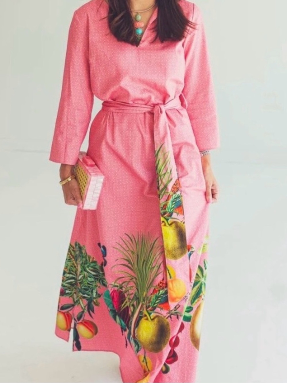 LOvE 💗💚 NWT Pink Botanica Cotton Vacation Maxi Dress Tuckernuck Large Botanical
